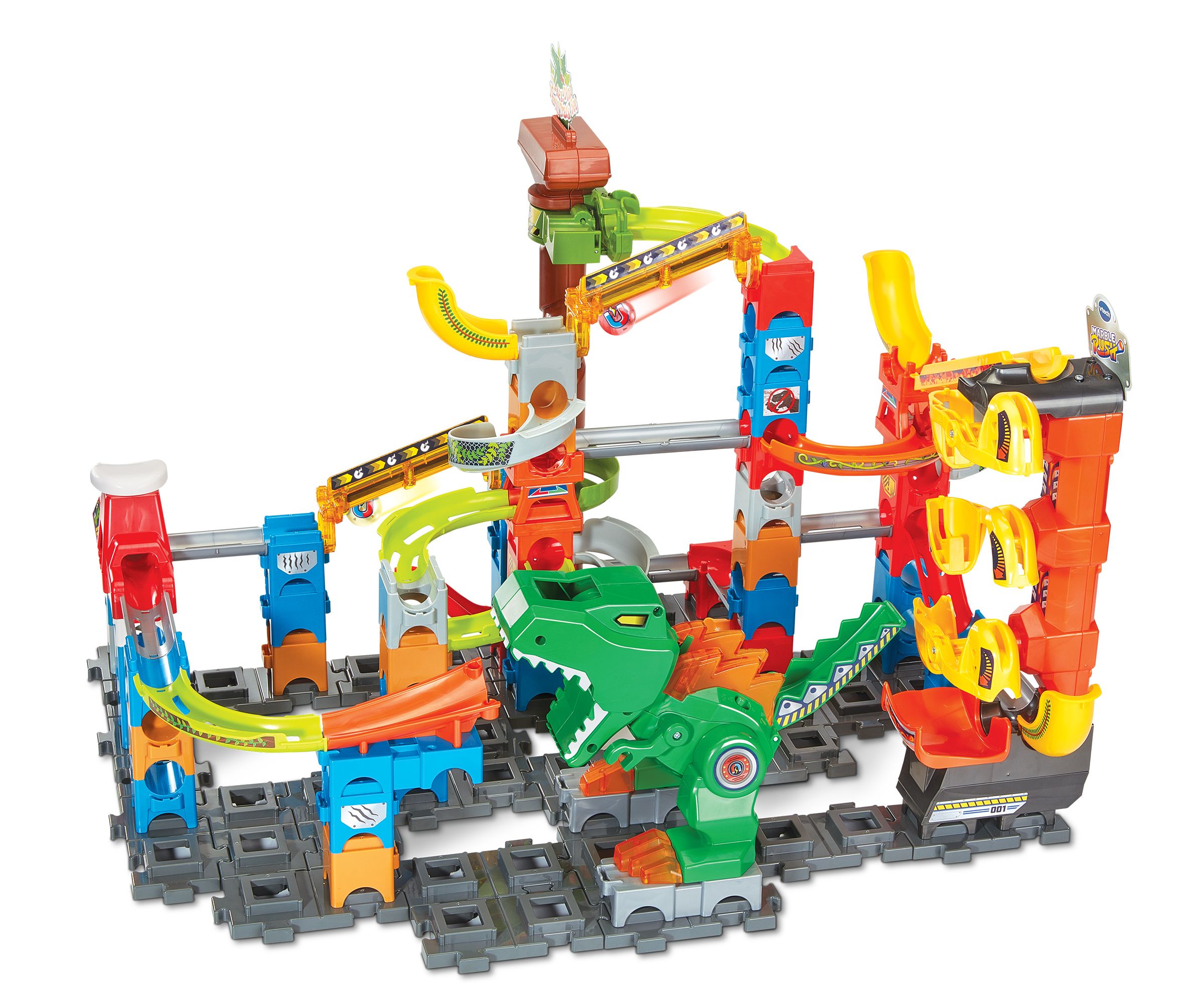 VTech Marble Rush Dino Adventures Magnetic Set XL400E Knikkerbaan - Dinosaurus Speelgoed - Inclusief Elektronische Lift en Magnetische Elementen - Speelgoed vanaf 4 Jaar