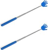 Gerim - Grattoir pour le dos mains solides - 2x pièces - extensible jusqu'à 65cm - bleu