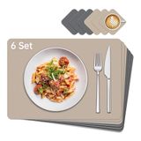 KitchenBoss Placemats Wasbare placemats en onderzetters: 6-delige set Wasbaar Antislip Hittebestendig Dubbelzijdig (43 x 30 cm)