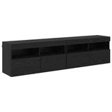 vidaXL meuble TV mural 2 pièces chêne noir