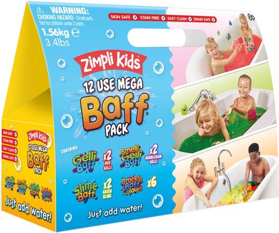 12 Zimpli Kids Mega Baff Pack Gift Set - Slime Gelli & Crackle