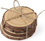 Merkloos Glazenonderzetters - 16 stuks - Dennen Hout - Rond - Bruin - Diameter 10 cm