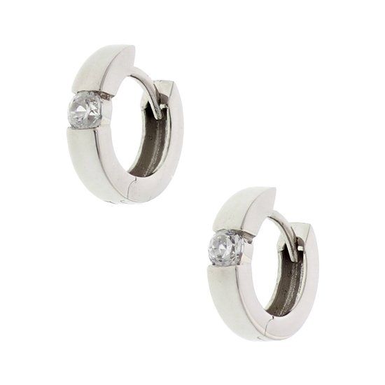 The Jewelry Collection Panda The Jewelry Collection klap-oorringen Zirkonia - Zilver Gerhodineerd