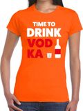 Bellatio Decorations Shoppartners Bv Time to Drink Vodka tekst t-shirt oranje dames M