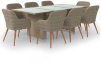 vidaXL 9-delige Tuinset Poly Rattan Bruin