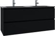 Saniclass Chaci Badkamermeubelset - 120x45x55cm - keramische wastafel mat zwart - 2 wasbakken - 2 kraangaten - 2 lades - mat zwart