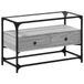 Meuble TV avec plateau en verre 80x35x51 cm bois travaillé gris sonoma