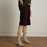 Manfield Dames Beige Stretch Laarzen met Hak Maat 38