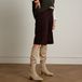 Manfield Dames Beige Stretch Laarzen met Hak Maat 38