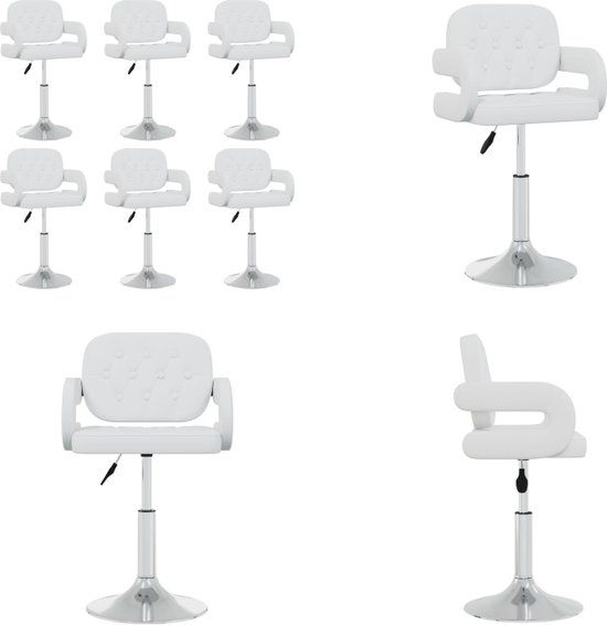 vidaXL Eetkamerstoelen draaibaar 6 stuks kunstleer wit