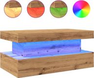 vidaXL Salontafel met LED-verlichting, Artisan-eikenhout, 90x50x40 cm