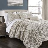 Lush Decor Ravello Pintuck Comforter Wheat 5 Piece Full/Queen Set