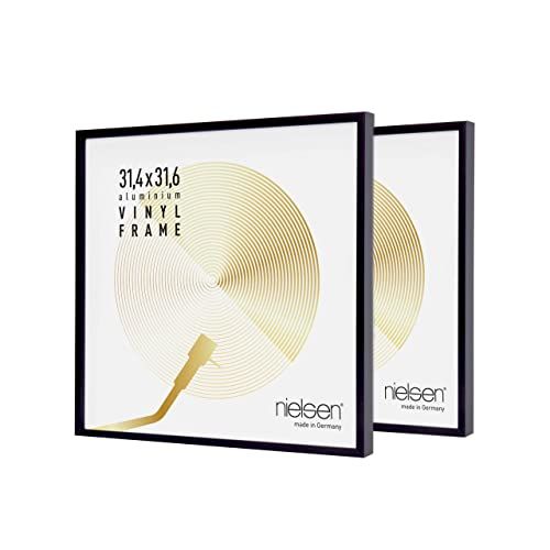 Nielsen SET van 2 aluminium platenframes, dubbele LP-frames Vinyl, 31,4x31,6 cm, Geanodiseerd mat zwart, Langspeelplaat frame