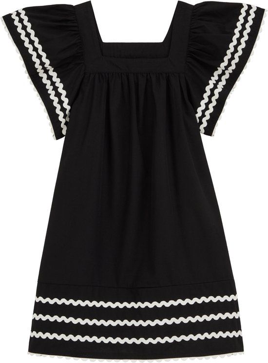 WE Fashion Meisjes jurk met embroideries - Zwart - 146/152