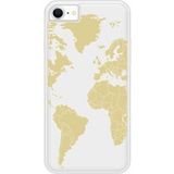 Apple Bedrukt siliconen hoesje compatibel met iPhone SE 2020, Apple iPhone SE 2022 Map beige