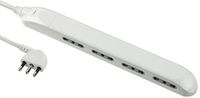Electraline 61910 meervoudige stekkerdoos Super Slim ruimtebesparend 23 mm, 4-zits 10/16 A, stekker 90 ° 16 A, kabel 1,5 m, wit