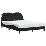 vidaXL Lit "Viana" avec matelas, similicuir, noir, 140x190 cm
