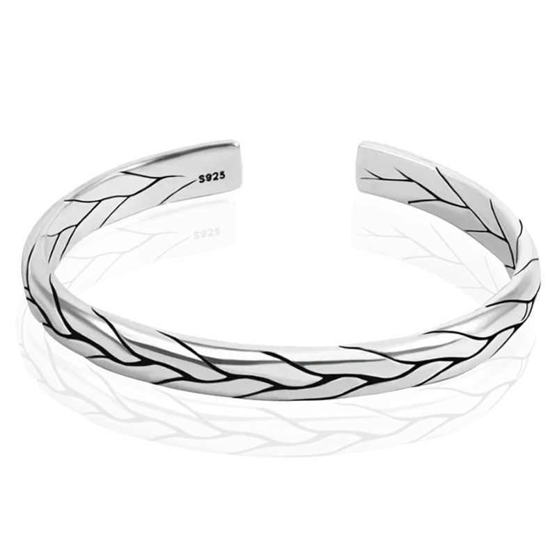 LGT JWLS Vintage Manchetarmband - Tibetaans Zilver - Floral