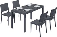 Outsunny Patio Dining Set-Metaal, kunststof-141,5L x 70,5B x 74,5H cm-Donkergrijs