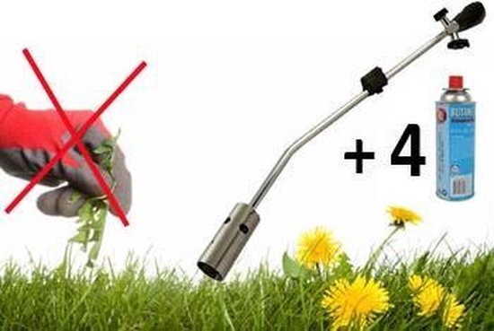 Merkloos Milieuvriendelijke onkruidbrander - inclusief 4 gasflessen