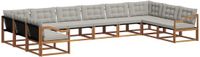 vidaXL - Dining loungeset - 10 zitplekken - Acacia hout - Naturel en lichtgrijs