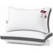 Lux Decor Collection Gusseted kussens - set van 2 kingsize kussens - comfortabele ademende bedkussens om te slapen - zij-, rug- en buikslapers (grijze kruisjes, 18 x 36)
