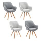 MEUBLE COSY Set van 4 Scandinavische eetkamerstoelen, kaptafel, draaistoel met armleuningen, voor slaapkamer, woonkamer, keuken, kantoor, gestoffeerd met stof en poten van massief hout, meerkleurig