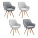 MEUBLE COSY Set van 4 Scandinavische eetkamerstoelen, kaptafel, draaistoel met armleuningen, voor slaapkamer, woonkamer, keuken, kantoor, gestoffeerd met stof en poten van massief hout, meerkleurig