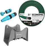 Cellfast tuyau de jardin économique 1/2" 30 m + support de tuyau Cellfast gris + ensemble avec arroseur droit Cellfast Basic 1/2