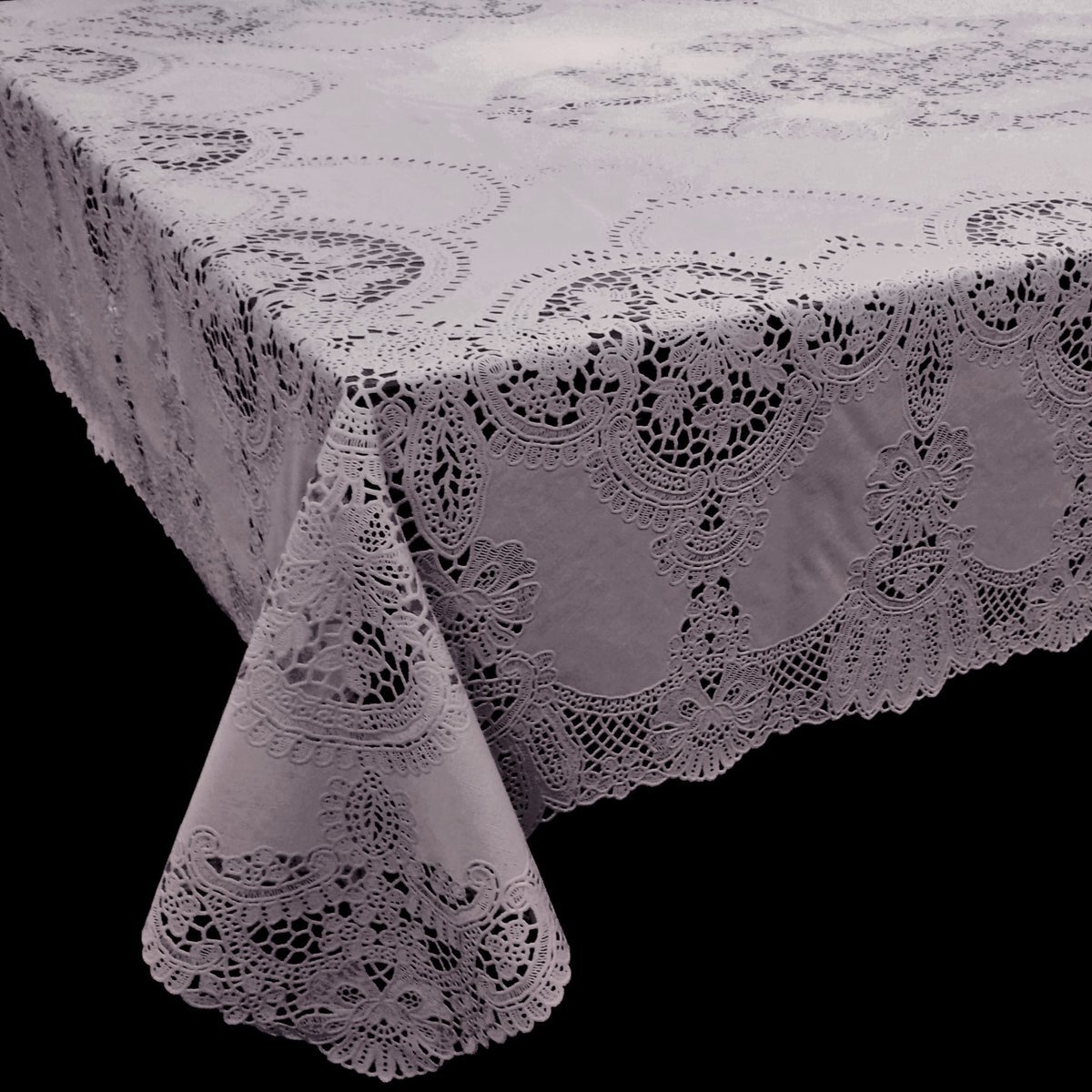 Unique Living Opengewerkt kanten Tafelkleed Vinyl Lace 135x180cm Lila