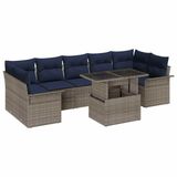vidaXL Tuinbank Set 8 st Grijs Poly Rattan