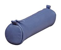 Clairefontaine 77024C Collectie Nomaddict (ex Age Bag) Kleine Ronde Pennenetui in Echt Lamsleer Blauw - Diameter 18,5 cm x 4 cm