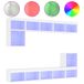 vidaXL Meuble mural 8 pièces avec éclairage LED, blanc, en panneaux de particules