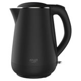 ADLER EUROPE waterkoker klein 1L max. 1200W - dubbelwandig - zwart