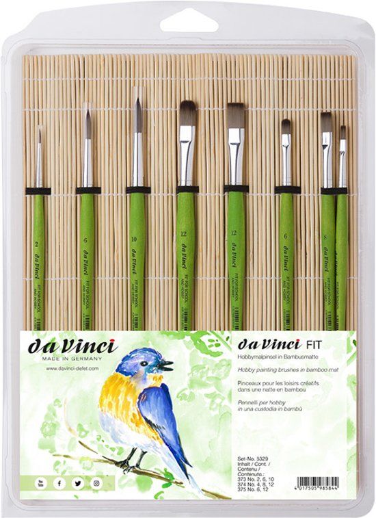 DaVinci Hobby & School Penselen Set 8 Kwasten Plat & Rond