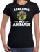 Bellatio Decorations Shoppartners Bv T-shirt olifant - zwart - dames - amazing wild animals - cadeau shirt olifant / olifanten liefhebber XS