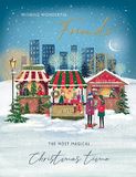 Piccadilly Greetings Kerstkaart Magische Kerst Vrienden Markt - 8 x 6 inch