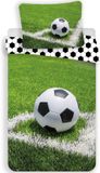 Sweet Home Jerry Fabrics Voetbal - Corner - Eenpersoons Dekbedovertrek - 140 x 200 cm - Groen