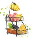 Merkloos Fruitrek 2 verdiepingen fruitmand bananenhouder zwart