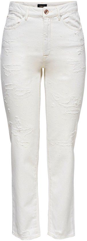 ONLY - ONLFINE LIFE HW ST AK DST DNM REA285 - Dames - Jeans - Ecru - Maat 27