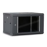WAYTEX 37401 netwerkkast 19 inch 6U – L 600 x D 450 x H 368 mm – wandmontage of staand op poten inbegrepen – glazen deur met slot – kleur zwart