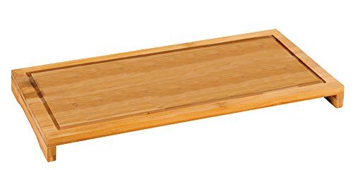 Kesper - 1 stuk snij- en afdekplaat – bamboehout – 54 x 28 x 4 cm – grote en robuuste fornuisafdekking met sapgoot – ook ideaal als snijmat of serveerplank