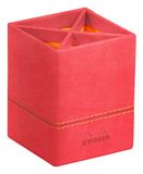 RHODIA 194537C - Pennenbakje Koraal - 8 x 8 x 11 cm - Oranje Zadelstiksel - Buitenkant in Imitatieleer - Home Office Rhodiarama Collectie - Bureauorganisatie en Stijlvolle Opberging