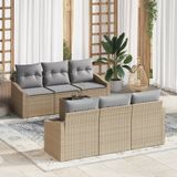 vidaXL Salon 7-delig Beige et Gris Clair Polyrotin
