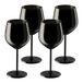 Relaxdays wijnglazen rvs, set van 4, onbreekbaar, 400 ml, rode wijn glazen, voor onderweg, herbruikbaar, modern, zwart