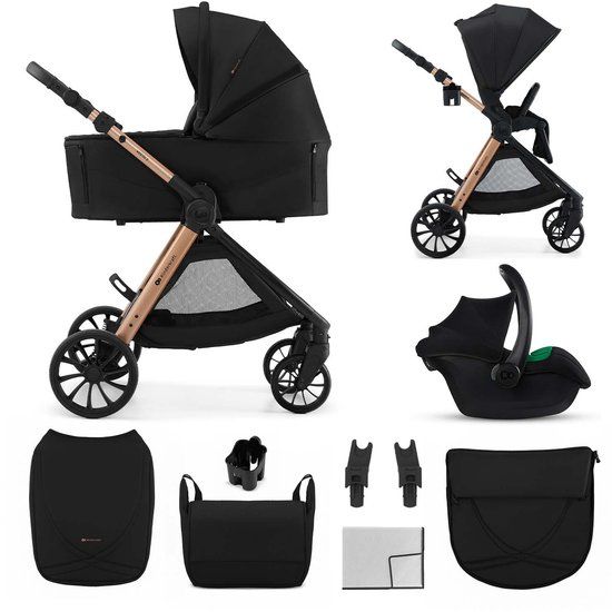 Kinderkraft VESTO 2 – 3-in-1 kinderwagen – MINK PRO 2 autostoel + adapters – Zwart