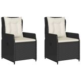 VidaXL Fauteuils de jardin 2 pièces, assise capitonnée, polyrotin, acier, crème, blanc