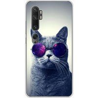 1001 coques Xiaomi Siliconen hoesje compatibel met Xiaomi Mi Note 10, Xiaomi Mi Note 10 Pro Kat met bril