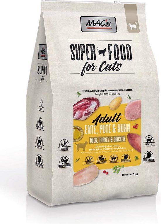 MAC's Adult Kattenvoer - Eend, Kalkoen & Kip - 7 kg