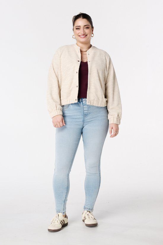 MS Mode Tregging met denim look - Maat 46 - Katoen/Polyester/Elastaan - Bleached Denim